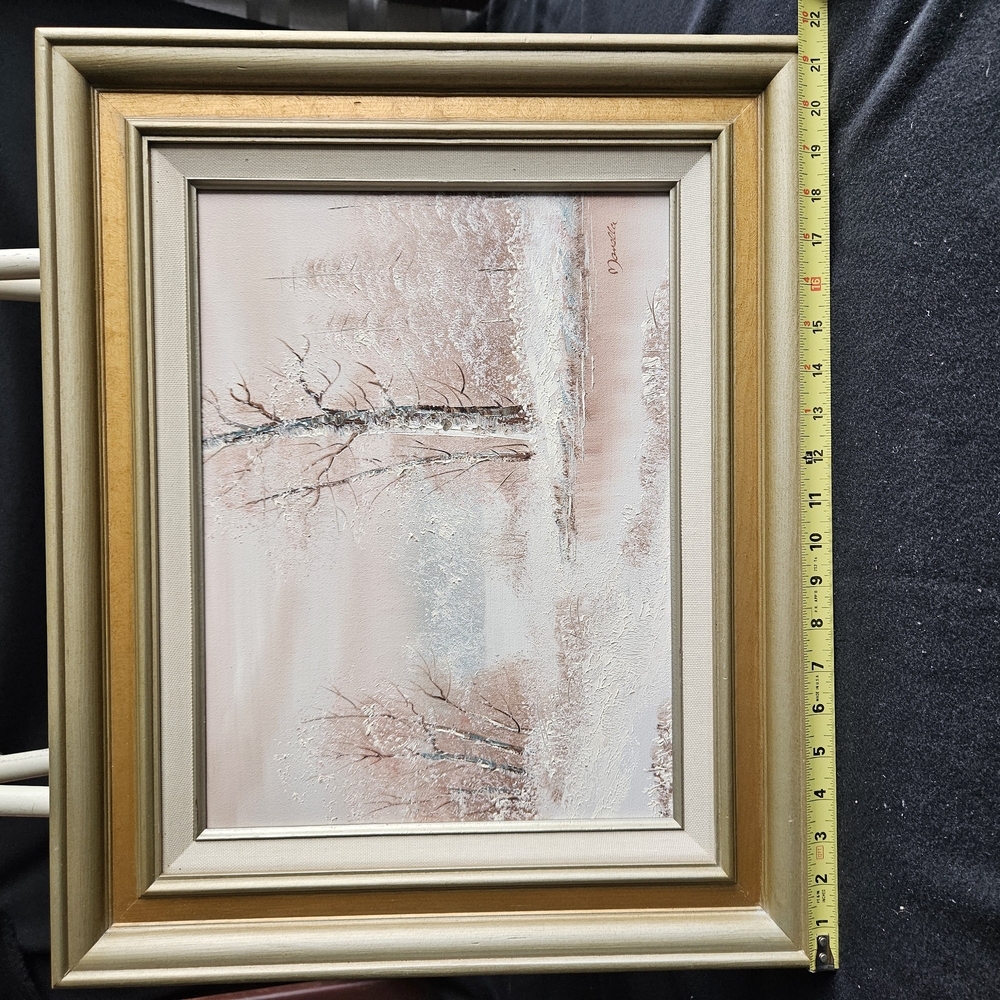 Winter Landscape Framed Art in Gold and Cream